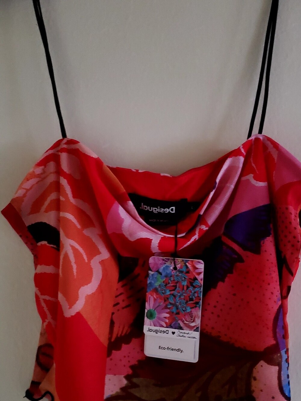 Desigual Red and Pink Floral Cowl-Neck Camisole